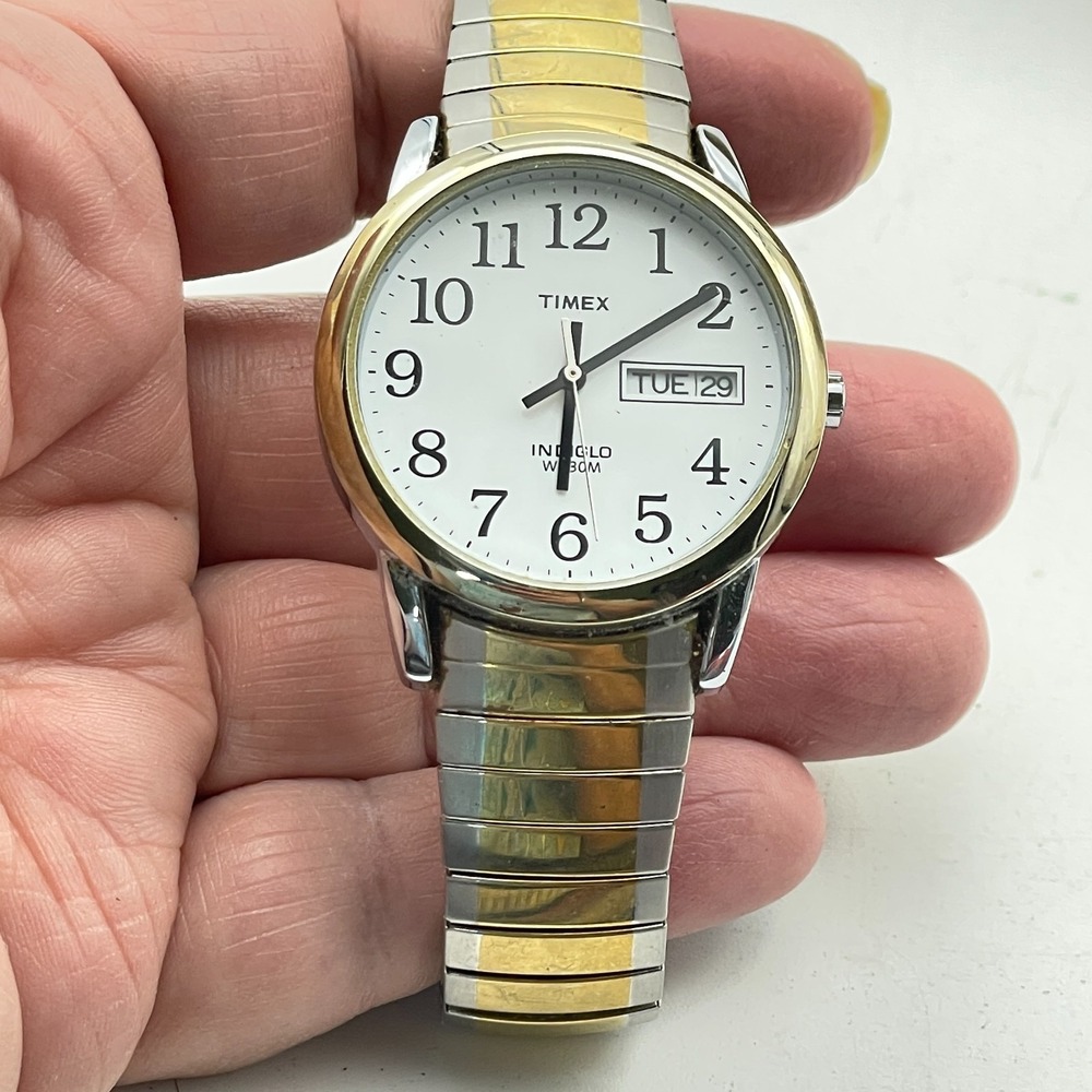 Timex Two-Tone Silver and Gold Face Day-Date Watch